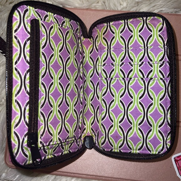 Vera Bradley Purple Punch Mini Wallet Wristlet Strap Credit Card ID Card Holder - Picture 4 of 9